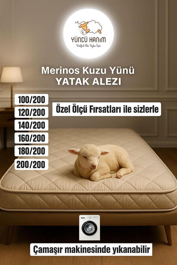 Merinos Kuzu Yünü Yatak Pedi, Yatak Koruyucu, Yatak Şitesi (%100 DOĞAL MERİNOS KUZU YÜNÜ) - Image 1