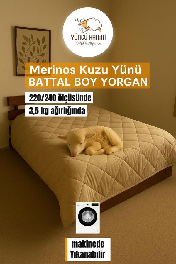  Battal Boy Merinos Kuzu Yünü Yorgan (%100 DOĞAL MERİNOS KUZU YÜNÜ) 220 X 240 Cm Ebat - Image 1
