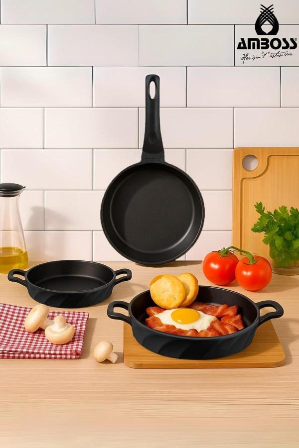 Vento 3 Parça Döküm 26 cm Tava 18-20 cm Sahan Seti - Image 1