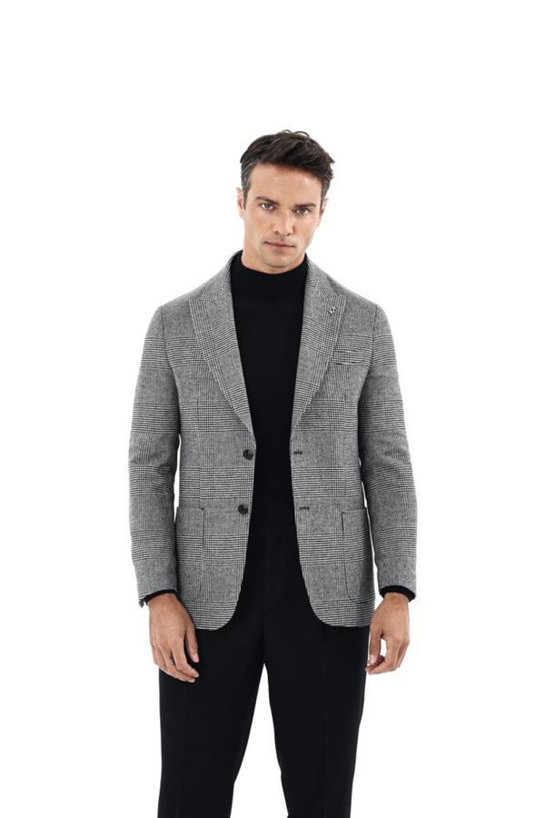 Kırlangıç Yaka Kruvaze Erkek Ceket-KAX5158W - Image 1