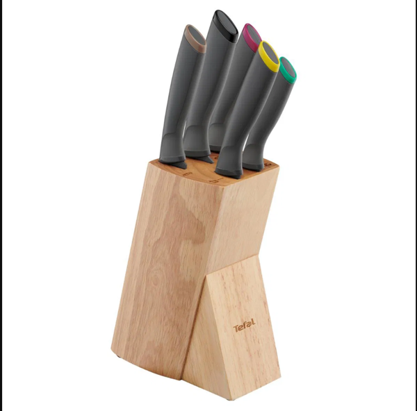 Tefal Fresh Kitchen Ahşap Blok & 5 Parça Bıçak Seti - Image 1