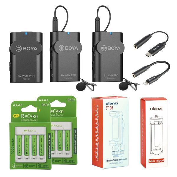 Boya BY-WM4 Pro + Aksesuarlı İkili Kablosuz Yaka Mikrofonu Seti - Image 1