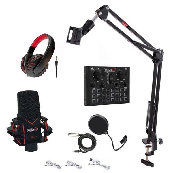 Midex GMX-1 Record Head Set Condenser Mikrofon Kulaklık Ses Kartı Canlı Yayın Paketi (Telefon ve PC) - Image 1