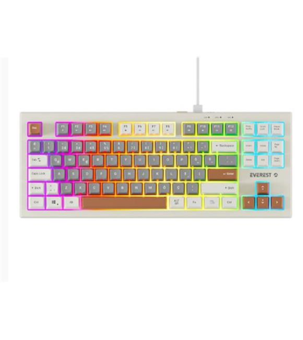 Everest KB-98 SILENT TKL Gri Mavi-Gri-Kahve Rainbow Q Membrane Klavye - Image 1