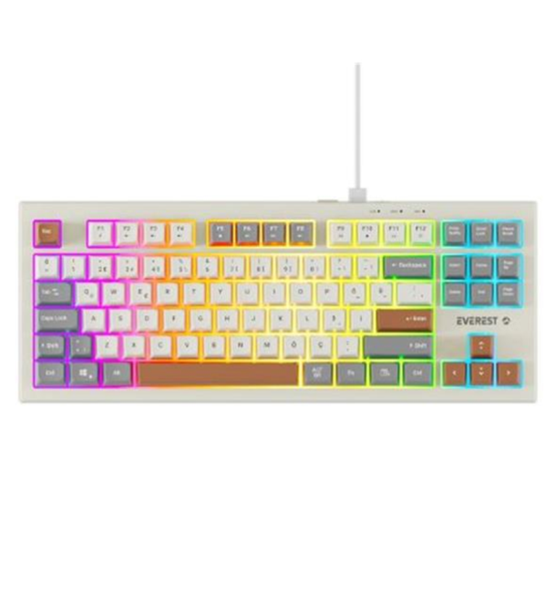 Everest KB-98 SILENT TKL Gri-Gri Mavi-Kahve Rainbow Q Membrane Klavye - Image 1