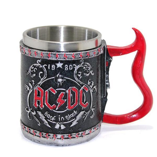 AC/DC Detaylı Çelik Kupa - Image 1
