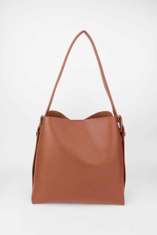 Saygın Taba İçi Süet Yumuşak Deri Çıtçıt Ve Fermuar Kapama İç Bölme Büyük Boy Shopper Çanta - Image 1