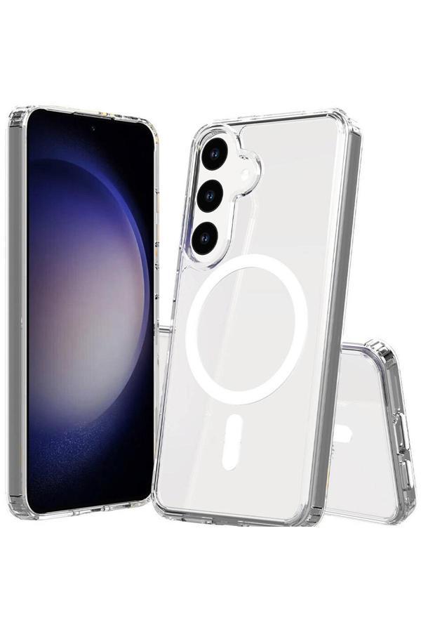 Coverzone Samsung Galaxy S24 Ile Uyumlu Kılıf Wireless Şarj Özellikli Magsafe Ile Uyumlu Şeffaf Kılıf - Image 1