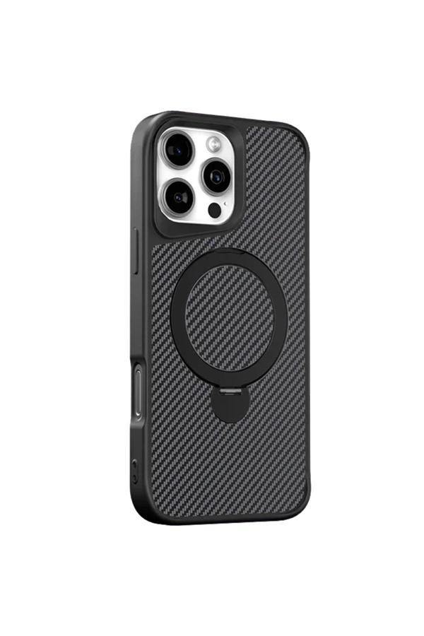 Coverzone İphone 16 Pro Max Uyumlu Kılıf Karbon Fiber Görünümlü Magsafe Uyumlu Stand Olabilen Carbon - Image 1
