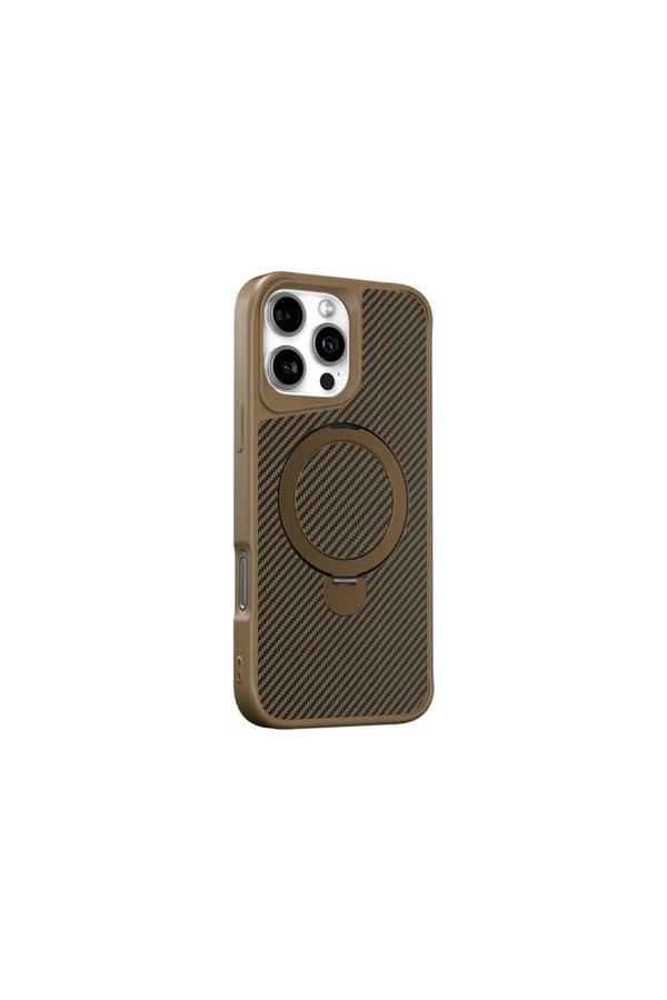 Coverzone İphone 16 Uyumlu Kılıf Karbon Fiber Görünümlü Magsafe Uyumlu Stand Olabilen Carbon - Image 1