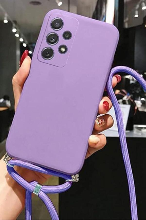 Coverzone Galaxy A16 Uyumlu İpli Boyun Askılı Silikon Kılıf Kadife İç Yüzeyli Epiphany Kılıf Kırmızı - Image 1