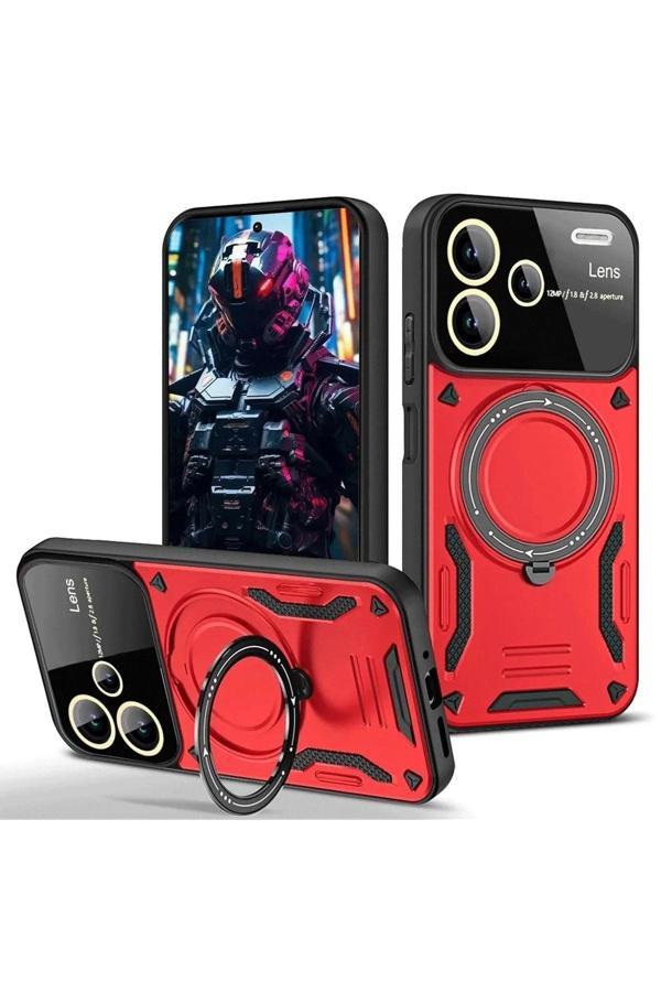 Coverzone Xiaomi Redmi Note 13 Pro Plus Uyumlu Kılıf Joy Joy Standlı Lens Korumalı 360 Yüzük Aparatı - Image 1