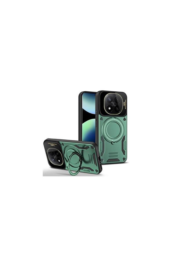 Coverzone Xiaomi Redmi Note 14 Pro 5G Uyumlu Kılıf Joy Joy Standlı Lens Korumalı 360 Yüzük Aparatı - Image 1
