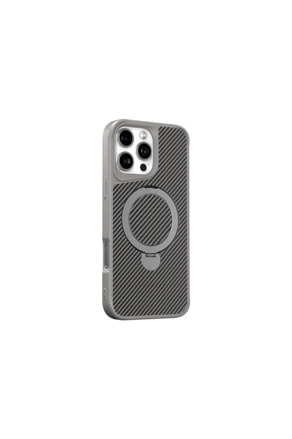 Coverzone İphone 14 Uyumlu Kılıf Karbon Fiber Görünümlü Magsafe Uyumlu Stand Olabilen Carbon - Image 1