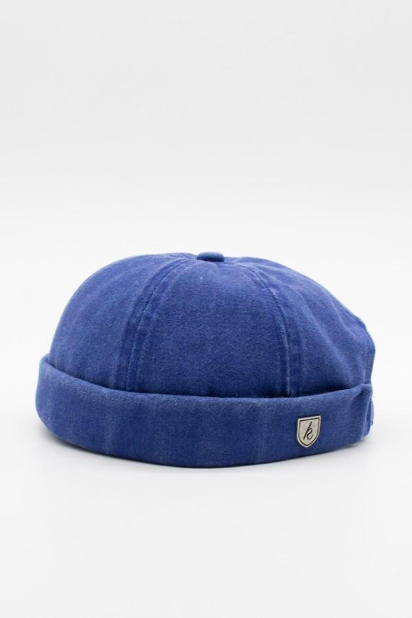 Külah Vintage Retro Mavi Eskitme Pamuk Cap Docker Şapka - Image 1