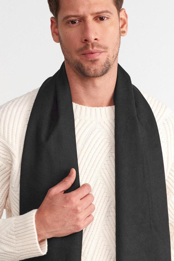 Külah Erkek Siyah Kışlık Viskon Atkı Klasik Kaşkol - Image 1