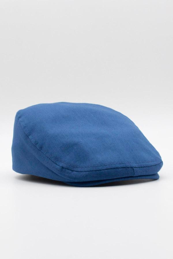 Külah Erkek Düz Pamuklu İndigo Flat Cap Kasket - Image 1