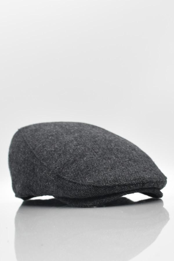 Külah Erkek Kasket Balıksırtı Kışlık Flat Cap Yün Kasket - Image 1