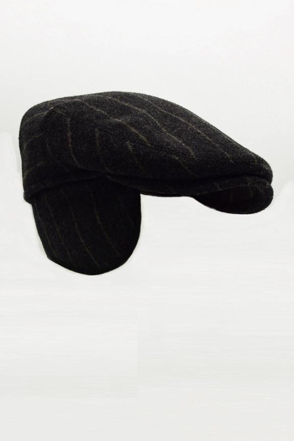 Külah Erkek %100 Kaşmir Yün Kışlık Kasket Kulaklı Şapka-Siyah - Image 1