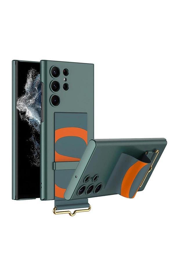 Coverzone Galaxy S23 Ultra Uyumlu Deri Parmak Tutucu Standlı Magsafe Uyumlu Askı Kayışlı Rubber Kılıf - Image 1
