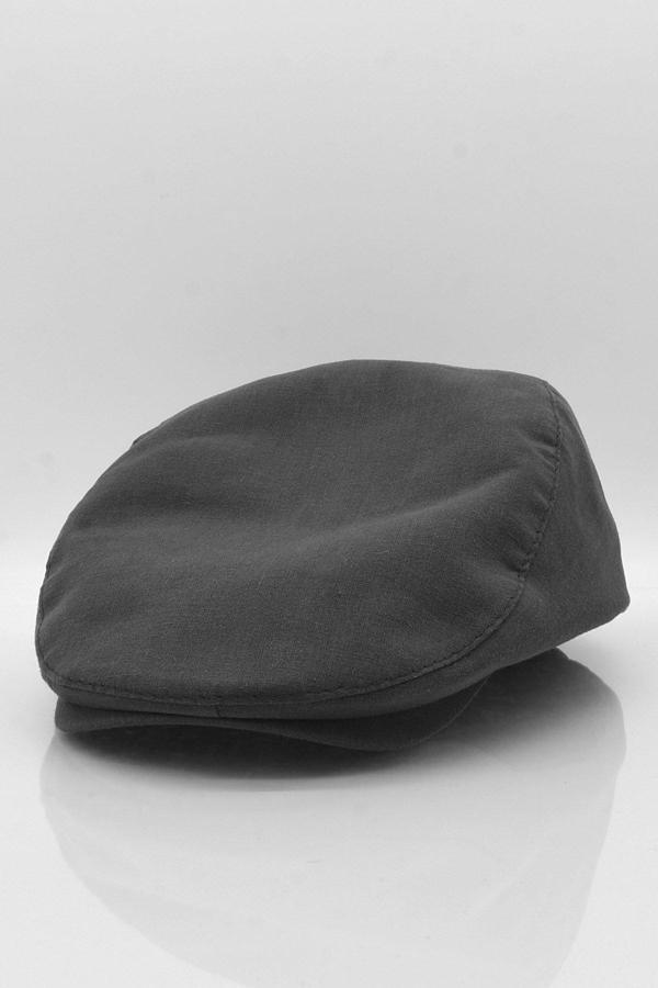 Külah Erkek Siyah Kasket Keten Yazlık Flat Cap Şapka - Image 1