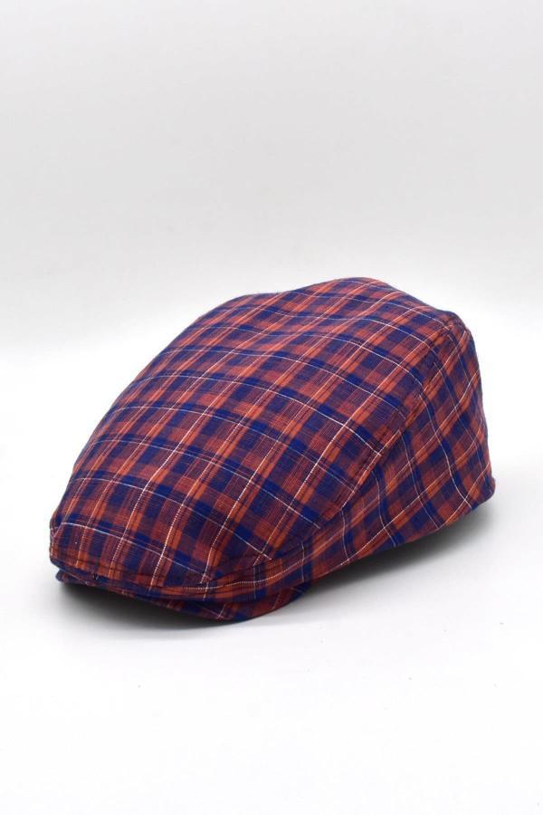 Külah Erkek Ekose Çizgili London Kasket Flat Cap Şapka - Image 1