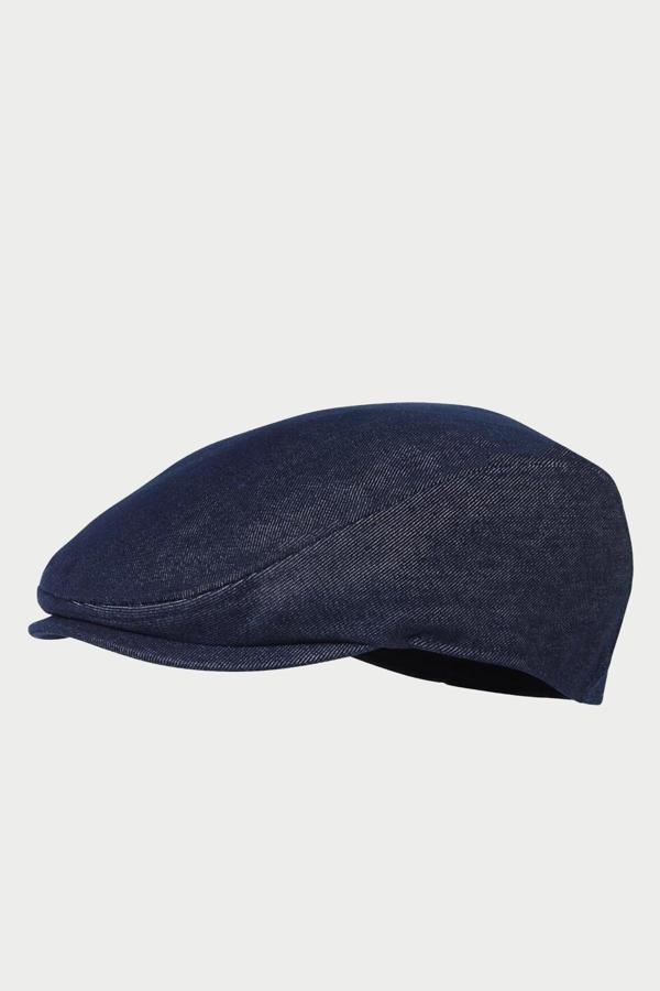 Külah Erkek Denim Kasket Flat Cap Koyu Lacivert Jean Şapka - Image 1