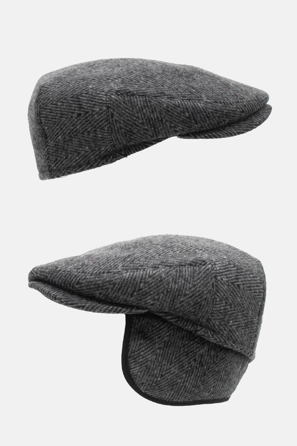 Külah Erkek %100 Yün Kasket Kulaklı Şapka Flat Cap - Image 1