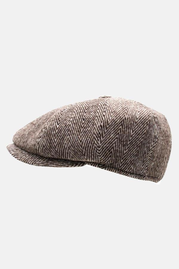 Külah Erkek İngiliz Yün Şapka Premium Casual Kahve Balıksırtı Kasket - Image 1