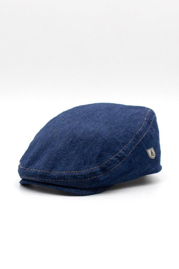 Külah Erkek Jean Flat Cap Kasket - Lacivert Kot Şapka | Standart Fit/Esnek - Image 1