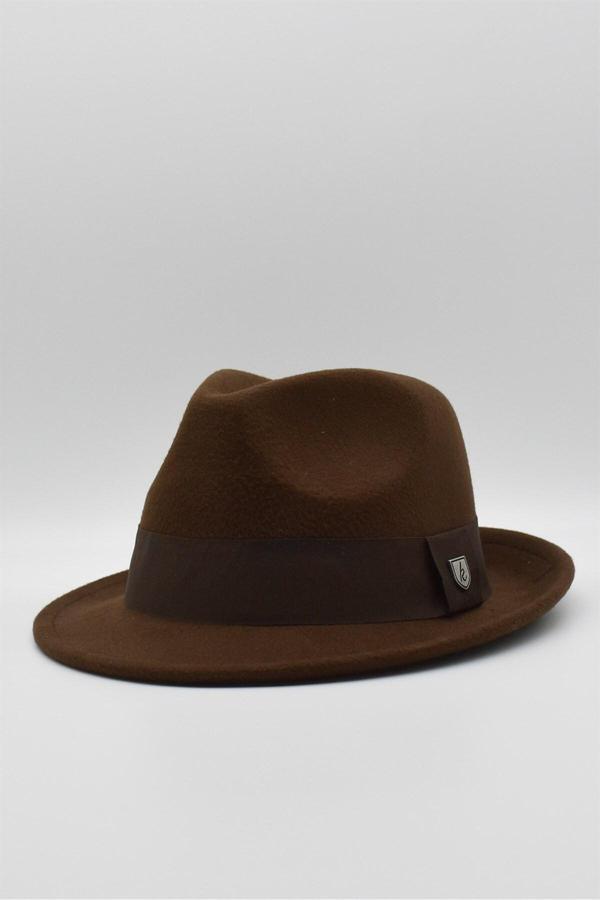 Külah Kadın Kahve Kısa Fötr Şapka - Image 1