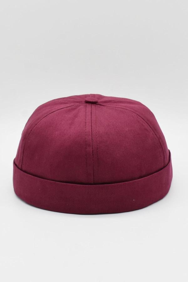 Külah Bordo Hiphop Docker Şapka %100 Pamuk Katlamalı Cap - Image 1