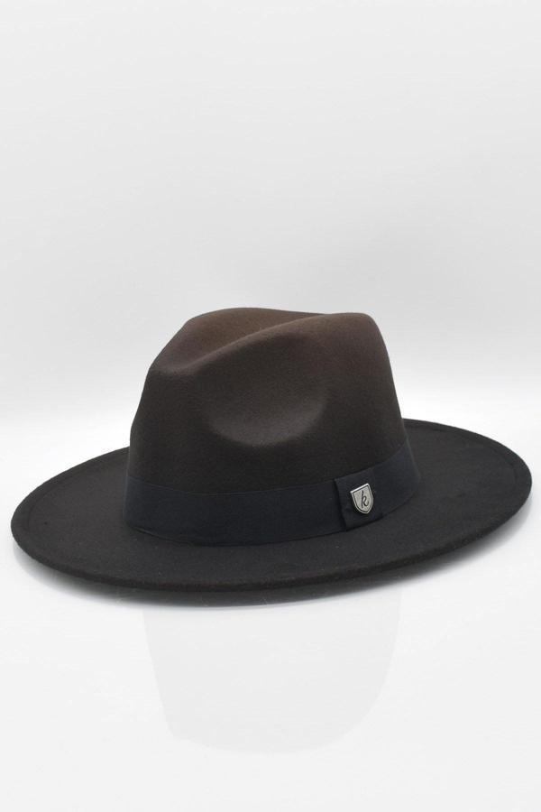 Külah Kadın Kahve Baskılı Fötr Şapka - Image 1