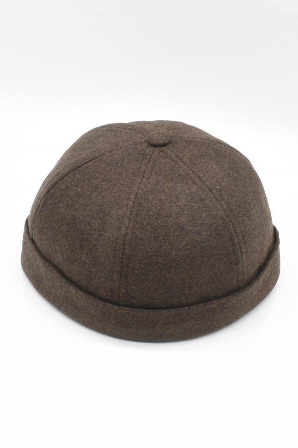 Külah Kadın Hipster Katlamalı Cap Docker Kışık Yün Şapka-Kahve - Image 1