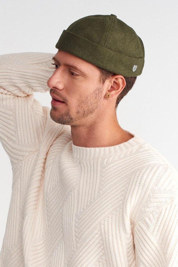 Külah Erkek Sokak Stili Yünlü Sipersiz Şapka Docker Cap - Image 1