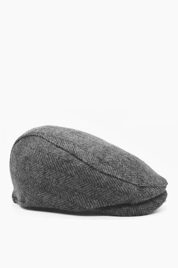 Külah Erkek Kasket Balıksırtı Flat Cap Termal Yün Şapka-Füme - Image 1