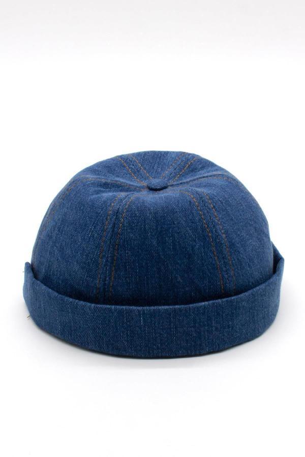 Külah Unisex Denim Docker Cap Sipersiz Kot Şapka - Image 1