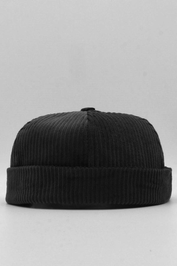 Külah Kışlık Kadife Takke Hip-Hop Bere Docker Şapka-Siyah - Image 1