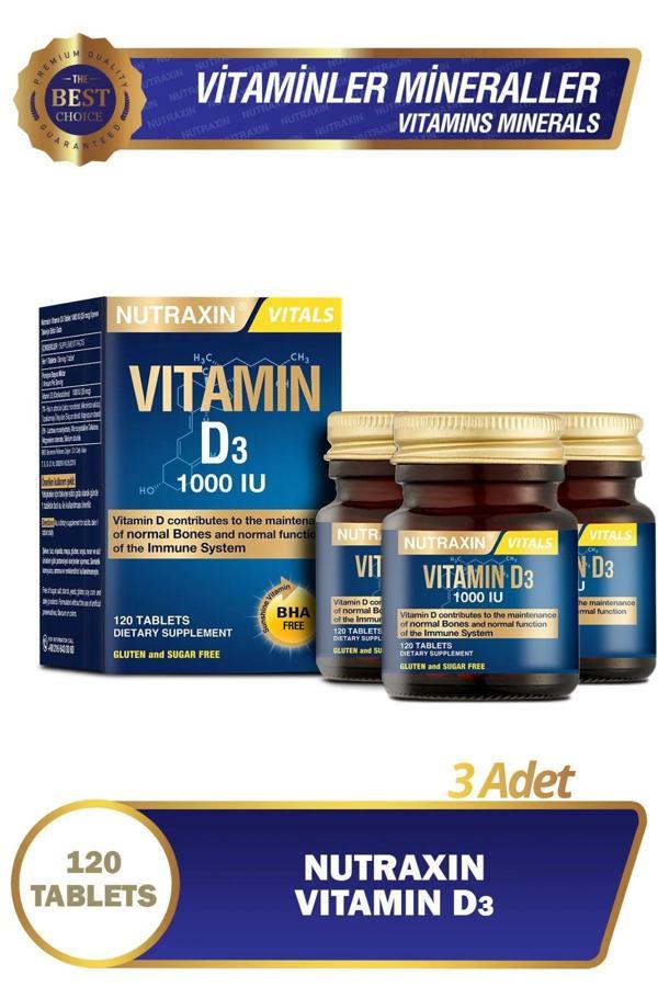 Nutraxin Vitamin D3 120 Tablet 3 Adet - Image 1