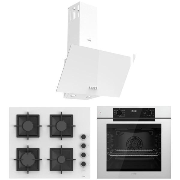 Ferre White FryArt 3 Lü Ankastre Set ( QEP63CB - SC206-FA - D087 ) Döküm Izgara - Image 1