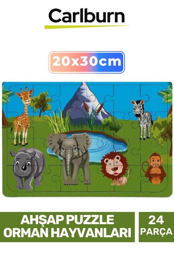 Özel Üretim Eğitici Zeka Geliştirici Öğretici Ahşap Puzzle Orman Hayvanları - 24 Parça - Image 1