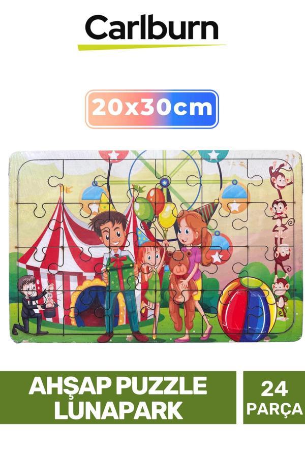 Özel Üretim Eğitici Zeka Geliştirici Öğretici El Göz Koordinasyonu Ahşap Puzzle Lunapark - 24 Parça - Image 1