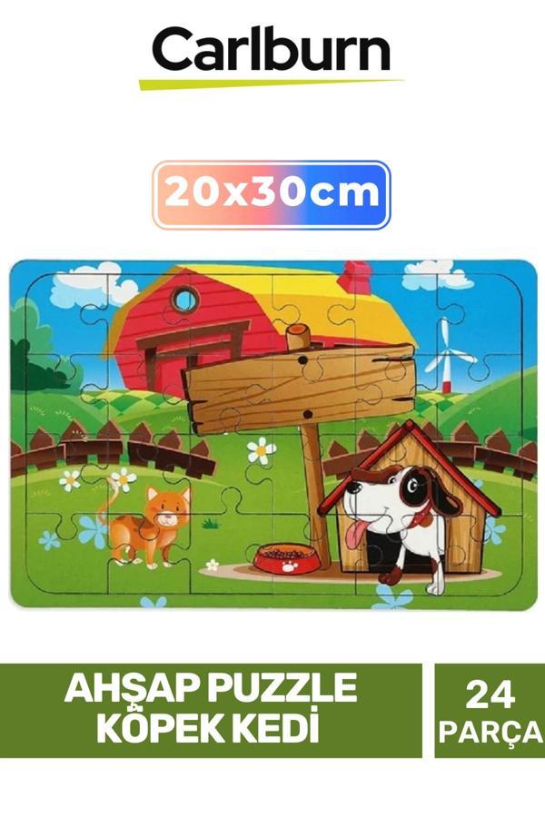 Özel Seri Eğitici Zeka Geliştirici Öğretici El Göz Koordinasyonu Ahşap Puzzle Köpek Kedi - 24 Parça - Image 1