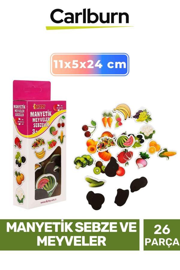 Özel Eğitici Zeka Geliştirici Öğretici El Göz Koordinasyonu Manyetik Sebze ve Meyveler- 26 Parça - Image 1