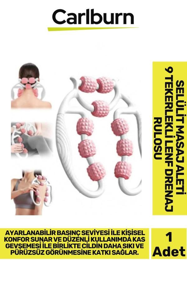 Premium Çift Taraflı Ayarlanabilir Basınç Seviyeli Selülit Masaj Aleti 9 Tekerlekli Lenf Drenaj Rulo - Image 1