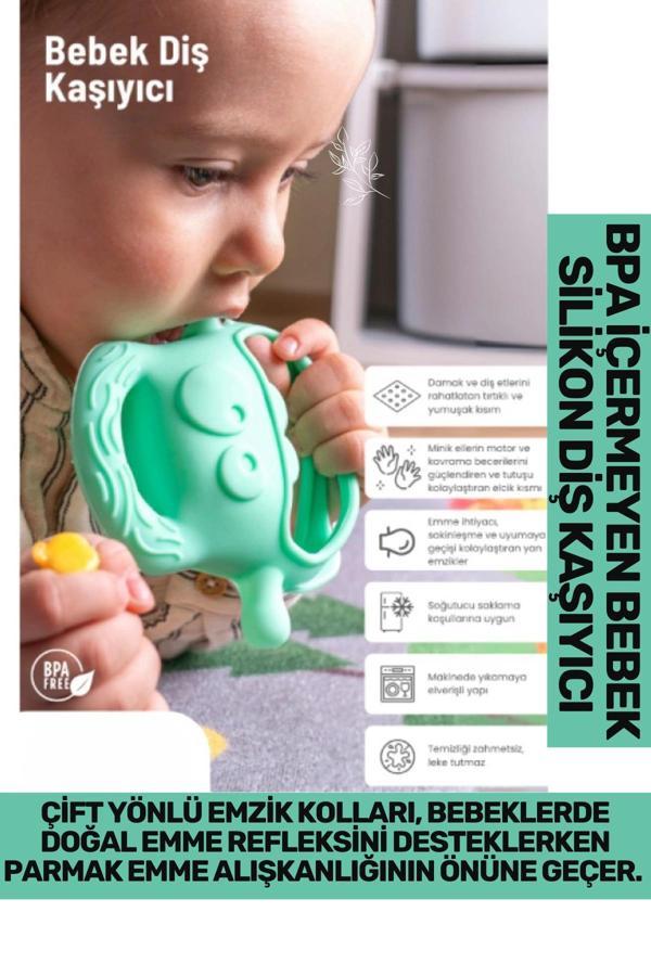 Bpa İçermeyen Yumuşak Diş Çıkarma Dönemi Kaşıma Karşıtı Eğlenceli Güvenli Bebek Silikon Diş Kaşıyıcı - Image 1