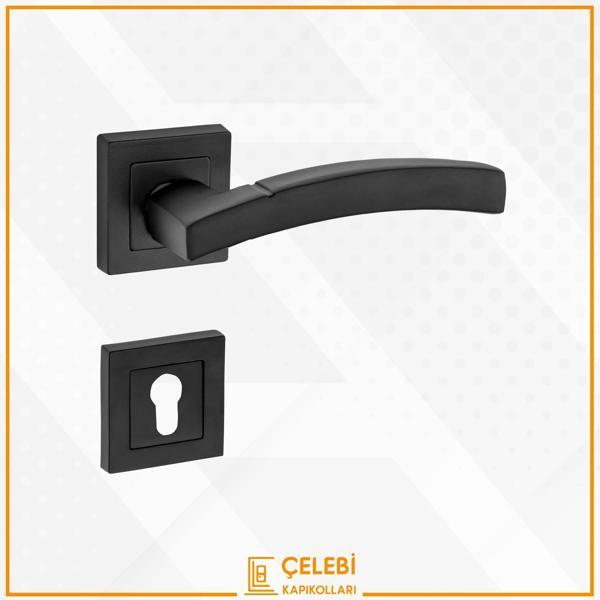 BALMONDİ KOL KARE ROZETLİ SİYAH YALE KAPI KOLU - Image 1