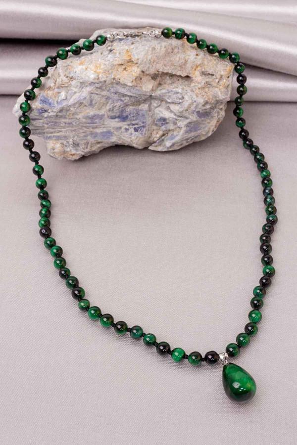 Yeşil Kaplan Gözü Taşı Kolye - Image 1