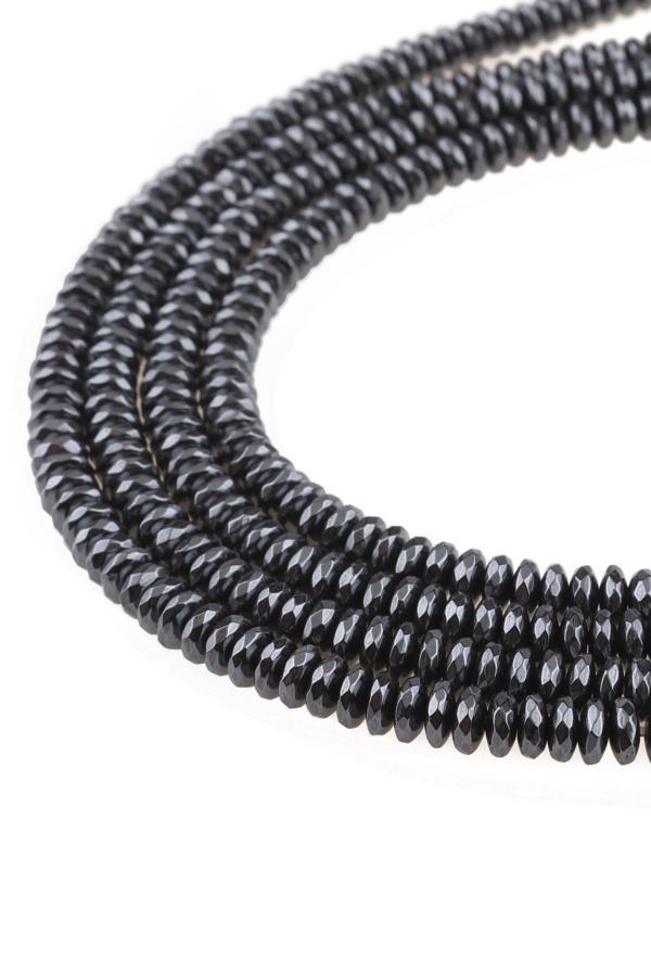 6X3 MM Faset Kesim Rondela Hematit Dizi Doğaltaş - DZ4335 - Image 1