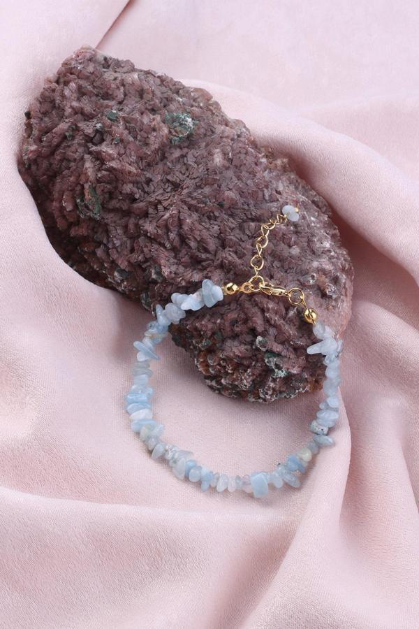 Doğal Akuamarin Kırık Taşlı Kadın Bileklik - 300175 - Image 1